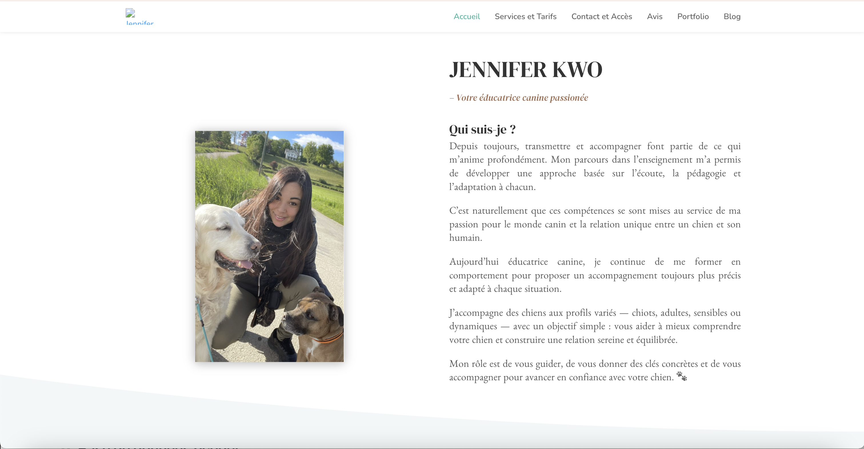 Jennifer Kwo avec ses chiens